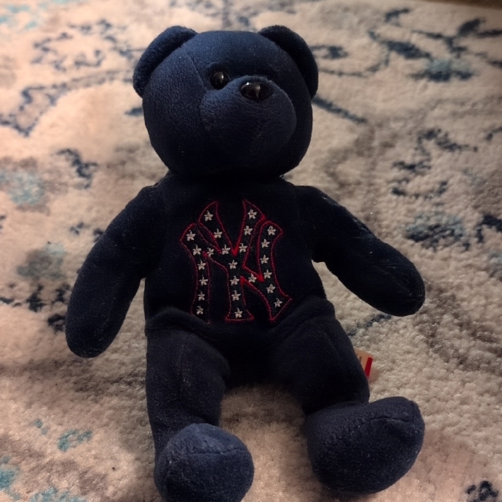 Navy Blue Plush Bear with Embroidered Emblem